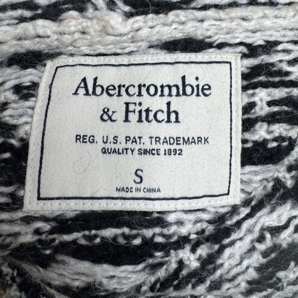 ABERCROMBIE & FITCH Open Front Long Cardigan‎ SM Hood Ikat Pattern Wool Alpaca - Picture 3 of 11